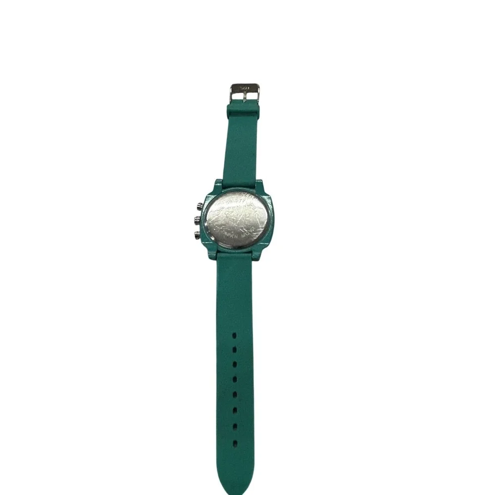 Geneva Womens 7842 Chronograph Style Watch Teal Silicone Band Japan Movt